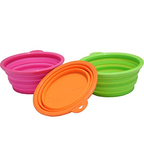 Perro y Gato Alimentar BOYUHII Tazón Alimentador Alimentación portátil Estirable silicio Plato tazón envase del Agua for los Mascotas (Color al Azar de Entrega) ATCYE