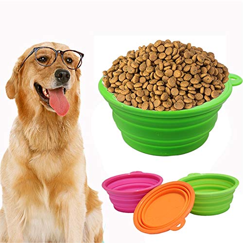 Perro y Gato Alimentar BOYUHII Tazón Alimentador Alimentación portátil Estirable silicio Plato tazón envase del Agua for los Mascotas (Color al Azar de Entrega) ATCYE