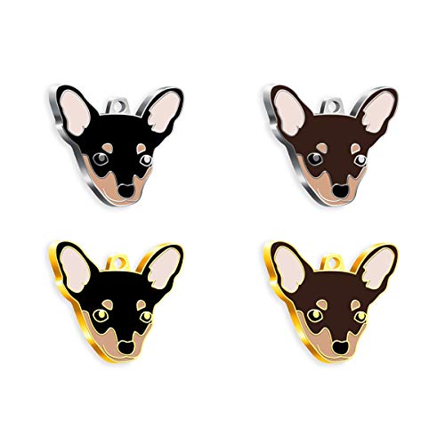 Pet Tag Art Pinscher Dog Etiqueta de Mascota Personalizada grabada, Etiqueta de Perro, Etiqueta de identificación de Mascota