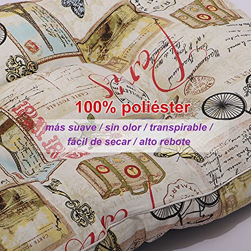 Petaccom-petking Cama para Perro Medianos - Colchón para Mascotas Extraíble y Lavable Cojín Perros Suave y Antideslizante, Sello de París, M, 78 x 58 x 15 cm