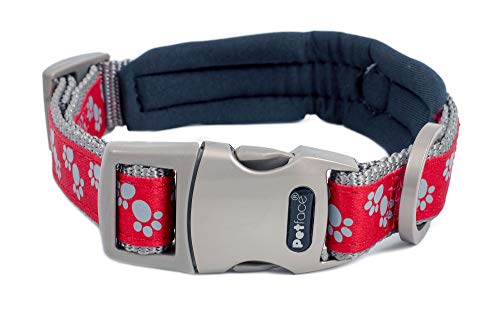Petface Signature Collar Acolchado para Perro, de la Marca, Talla pequeña, con Lunares de Color Gris