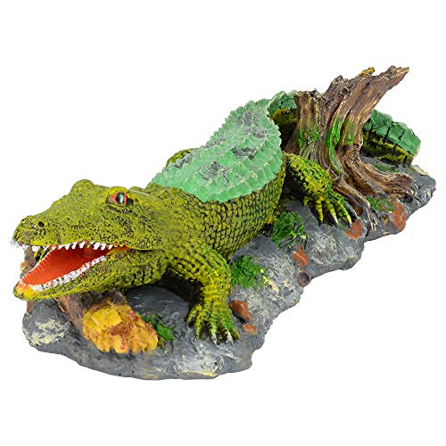 PETLOFT Adorno de Acuario de Naufragio, Aire de Resina de Colores Adorno de Acuario de Cocodrilo Burbujeante Decoración de Acuario Adornos Acuarios y Peceras