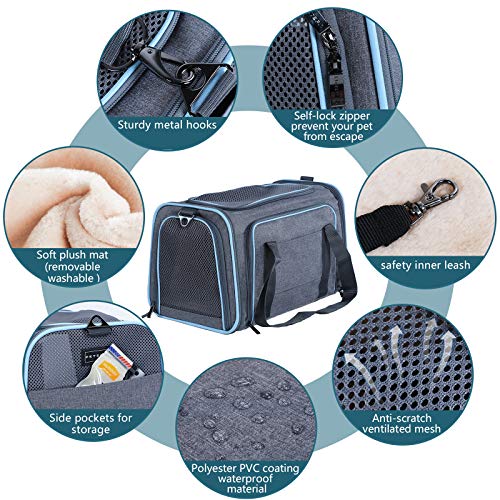Petsfit Sac de Transport Chat Chien Extensible, Portable Sac Transport Chien Lapin, Souple et Pliable Avec Tapis en Laine pour Voyage en Avion/Voiture/Train