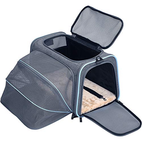 Petsfit Sac de Transport Chat Chien Extensible, Portable Sac Transport Chien Lapin, Souple et Pliable Avec Tapis en Laine pour Voyage en Avion/Voiture/Train