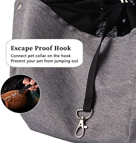 PETTOM Bandolera Perro Gato Pequeño Bolso para Mascotas ≤6KG Ajustable Impermeable Transportín con 2 Bolsillos Pet Sling Respirable y Cómodo para Mascotas para Transporte Viajar Vion Gris