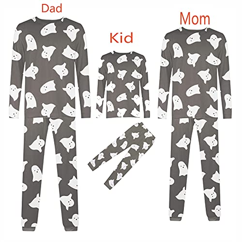 Pijama cálido para padres e hijo, para Halloween, para casa, de manga larga, camiseta y pantalones, de dos piezas, para Halloween, para hombre, mujer y niños, gris y madre., L