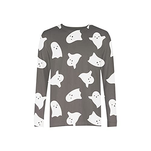 Pijama cálido para padres e hijo, para Halloween, para casa, de manga larga, camiseta y pantalones, de dos piezas, para Halloween, para hombre, mujer y niños, gris y madre., L