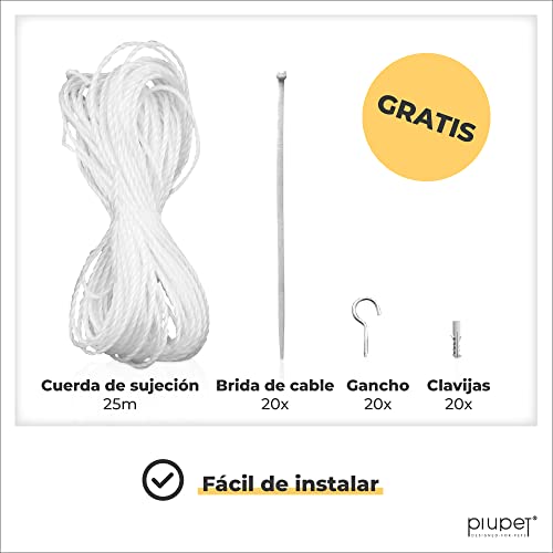 PiuPet® Red de Balcón para Gatos (Transparente), Incluye Cuerda de fijación, Extra Grande, Red de Seguridad balcónes y Ventanas, (8 x 3 m)