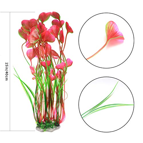 Plantas de Acuario Artificiales, Decoraciones de Adornos de Plantas de Acuario, Accesorios de Plantas Acuáticas de Gran Paisaje de Plástico - 2 Piezas, Rosa