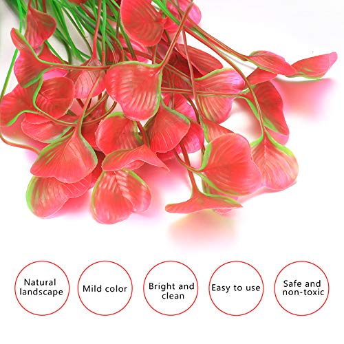 Plantas de Acuario Artificiales, Decoraciones de Adornos de Plantas de Acuario, Accesorios de Plantas Acuáticas de Gran Paisaje de Plástico - 2 Piezas, Rosa