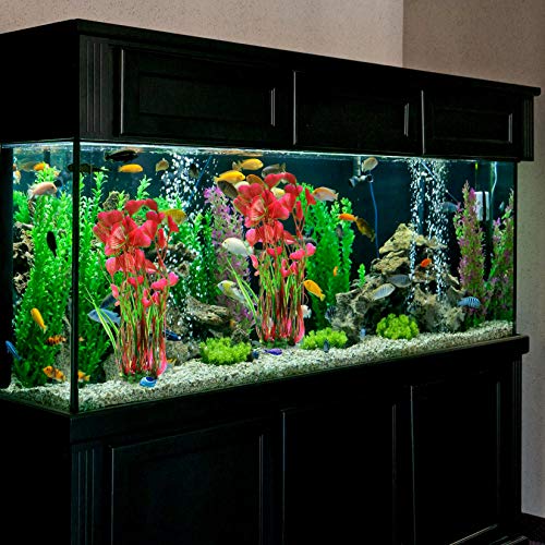 Plantas de Acuario Artificiales, Decoraciones de Adornos de Plantas de Acuario, Accesorios de Plantas Acuáticas de Gran Paisaje de Plástico - 2 Piezas, Rosa