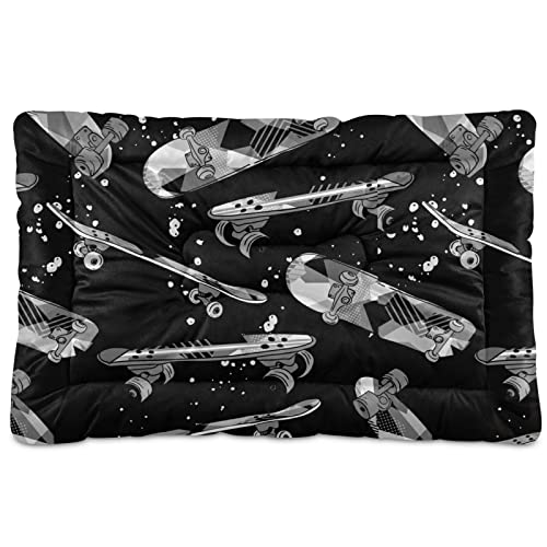 Poeticcity Alfombrilla de cama vintage retro de color blanco y negro para gatos y gatos, cojín de colchón suave para mascotas pequeñas y medianas, antideslizante, lavable y seco, de 24 x 18 pulgadas