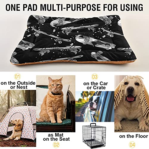 Poeticcity Alfombrilla de cama vintage retro de color blanco y negro para gatos y gatos, cojín de colchón suave para mascotas pequeñas y medianas, antideslizante, lavable y seco, de 24 x 18 pulgadas