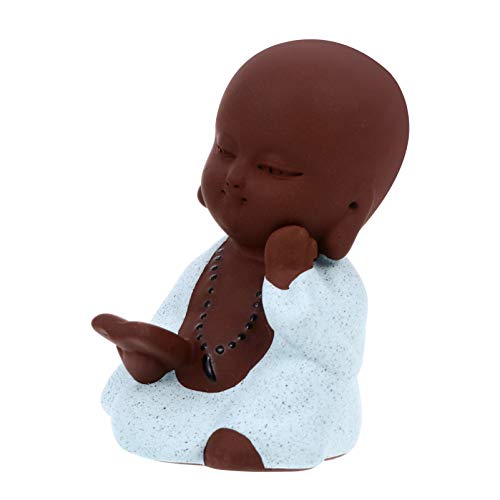 POPETPOP Mini Feliz Buda Sonriente Estatua Maitreya Estatuilla para Pecera Acuario Paisaje Ornamentos Vintage Estatuilla de Mesa Decoración Azul