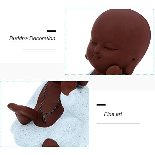 POPETPOP Mini Feliz Buda Sonriente Estatua Maitreya Estatuilla para Pecera Acuario Paisaje Ornamentos Vintage Estatuilla de Mesa Decoración Azul