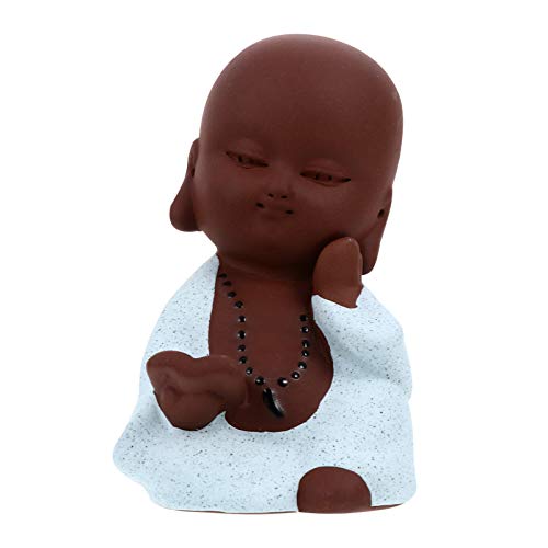 POPETPOP Mini Feliz Buda Sonriente Estatua Maitreya Estatuilla para Pecera Acuario Paisaje Ornamentos Vintage Estatuilla de Mesa Decoración Azul