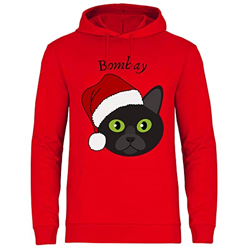 Print Dynastie Sudadera con Capucha para Hombre Gato Mascota Navidad Regalo Idea casa Gato Gatito Gato, Tamaño:5XL, Color:Bombay Red