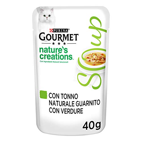 Purina Gourmet Nature 's Creations Soup l Soup - Soup para Gatos delicados con atún Natural, envueltos con Verduras, 32 Sobres de 40 g, Color ciacuna, Paquete de 32 x 40 g
