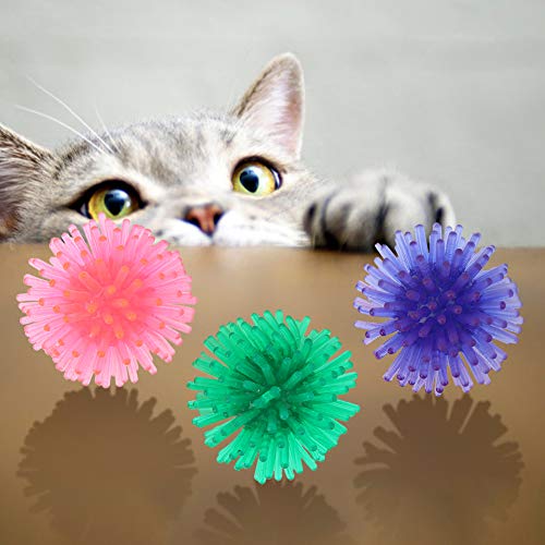 Queen.Y Gato Jugando Bolas, 10Pcs Coloridos Pelota elástica Interactivo Balones para Mascotas Gatito Actividad Jugando Masticación Juguete de Ejercici (Color Aleatorio)