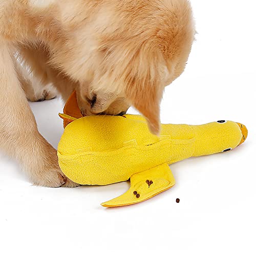 QYLJZB Juguete de peluche para perro, muñeca de pato, juguete para masticar, bola de comida para mascotas, juguetes de animales de peluche suaves para perros interactivos de raza pequeña y mediana