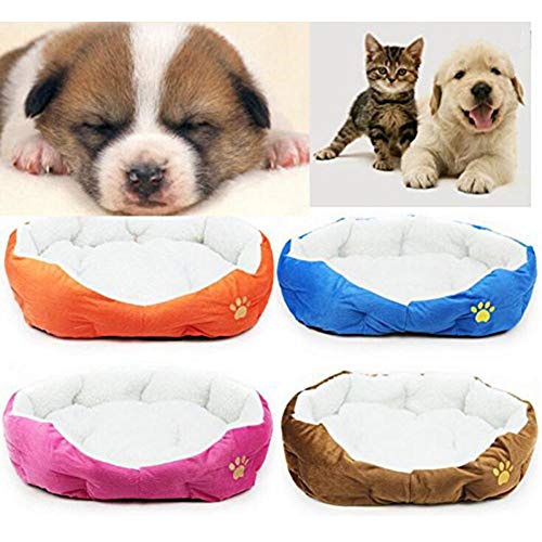 Rotyroya Cojín de felpa ultra suave para dormir para mascotas, tapete cálido para perro, gato, almohadilla cálida para perrera, rosa, rojo, S