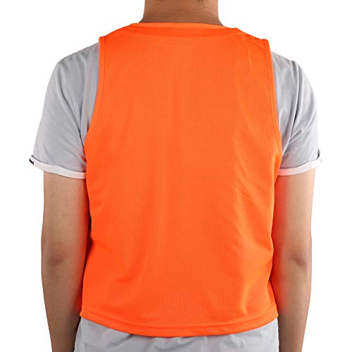 Ruiqas Chaleco de entrenamiento de fútbol de los niños 12Pcs, pequeño chaleco transpirable del ejercicio de la malla tamaño libre naranja para