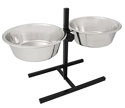 SET BOWLS-COMEDERO REGULABLE EN ALTURA ACERO INOX. 2X2,8L (SOPORTE INCLUIDO) NAYECO