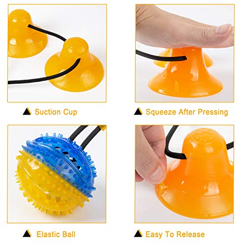 Shinmax Juguetes para Perro con campana,Multifunction Pet Molar Bite Toy,Dispensador de Golosinas para Perros con ventosas,Función de Cuidado Dental para Perros,Adecuado para perros pequeños y grandes
