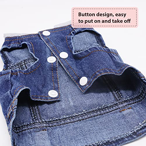 SILD - Chaqueta Vaquera con Capucha para Perros medianos y pequeños, diseño Vintage Desgastado, Color Azul (L)