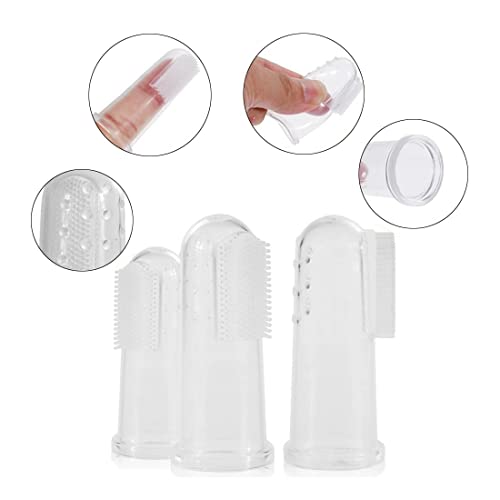 SIOPPKIK Conjunto de 10 Cepillo de Dientes de Mascotas y Kit Cepillos Dentales de Silicona Suave de Doble Cara con Mango Largo Curvado Cepillos de Dientes de Perro Gato Cepillo de Limpieza