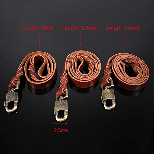 Smandy Correa de Perro de Cuero, 1pc Collar y Correa de Perro de Cuero Suave en la Cadena Trenzada del Animal doméstico de la Ventaja del Ancho del Entrenamiento del Perro 2.5cm(2.5 x 150cm)