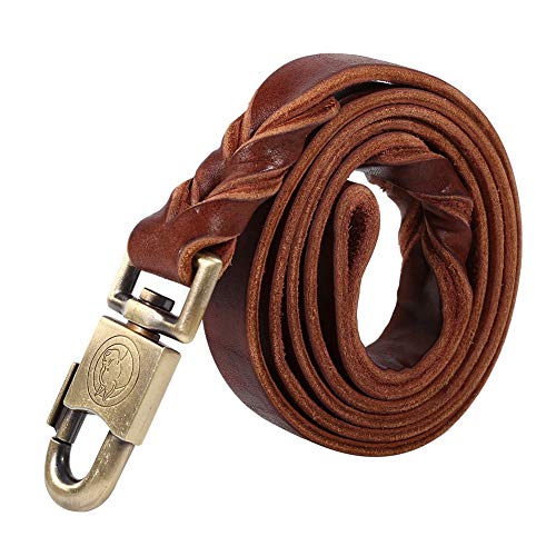 Smandy Correa de Perro de Cuero, 1pc Collar y Correa de Perro de Cuero Suave en la Cadena Trenzada del Animal doméstico de la Ventaja del Ancho del Entrenamiento del Perro 2.5cm(2.5 x 150cm)