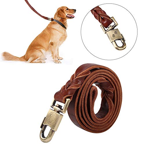 Smandy Correa de Perro de Cuero, 1pc Collar y Correa de Perro de Cuero Suave en la Cadena Trenzada del Animal doméstico de la Ventaja del Ancho del Entrenamiento del Perro 2.5cm(2.5 x 150cm)