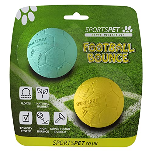 SPORTSPET Football Bounce 2 unidades – Premium High Bounce - Pelota de goma no tóxica para perro – Medio 6,5 cm …