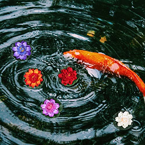 Suministros para animales, 6 unidades simuladas, decoración de loto, decoración de lirio de neufón, decoración de piscina, color mixto