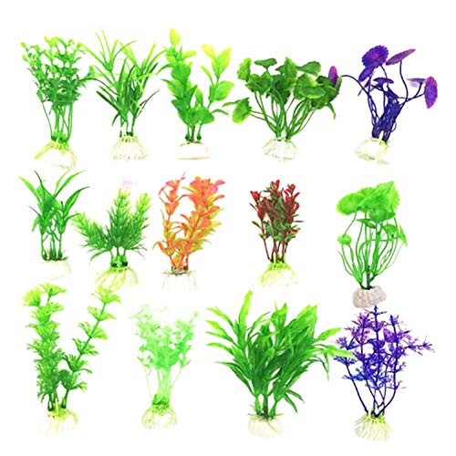 Sunfauo Plantas Naturales para Acuarios Plantas Acuario Acuario Plantas Artificiales Las Plantas para Acuario Planta de Agua de 15pcs