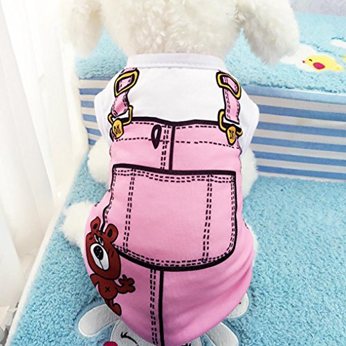 SunGren Chaleco de Perro, Ropa de Mascota Falsa de Verano Ropa para Perros de Mascota Camisa de Chaleco de Gato Cachorro Chaqueta Falsa Chaleco Tops(S,Rosado)