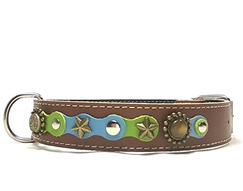 Superpipapo Original Collar para Perros, Todas Las Tallas, Correa Opcional, Muy Elegante con Colores Pastel Azul Verde y Piedras, Grande, 55 cm X: Cuello 40-45 cm, Ancho 28mm