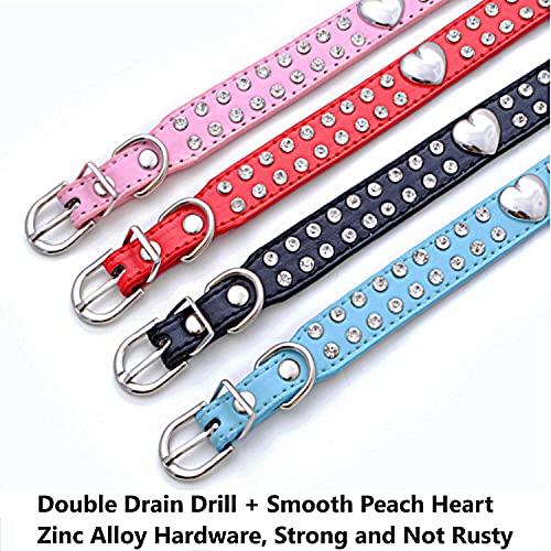 SZMYLED Collar de perro con diamantes de imitación, ajustable de piel suave, collar de perro, collar de perro con diamantes de imitación, collar ligero para perros pequeños y medianos (M,Azul)