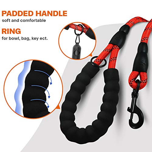 Taglory Correa de Perro, 1,2 m Correa de Fuerte de Perro para Perros Medianos y Grandes con Mango Acolchado Suave y Hilos Reflectantes, Rojo