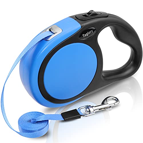 Taglory Correa Extensible Perro medianos y pequeño, Cuerda para Perros retractil, Nylon Fuerte Adecuado para Perros de hasta 20 kg, sin enredo y manija Antideslizante,Azul