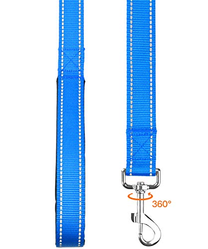 Taglory Correa Perro Reflectante, Mango Acolchado Suave y Gancho de Metal, Correas Adiestramiento para Perros Mediano Grandes, 1.8m x 2.5cm, Cielo Azul