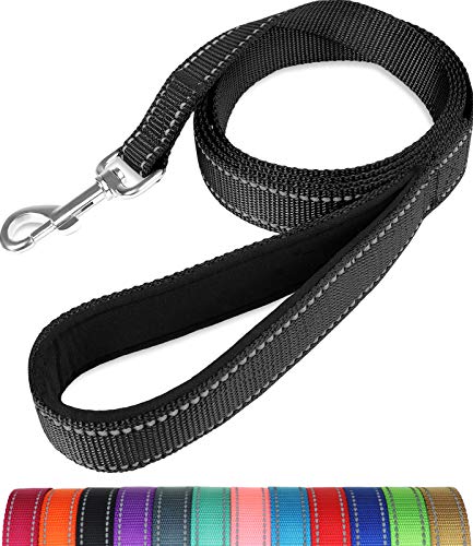 Taglory Correa Perro Reflectante, Mango Acolchado Suave y Gancho de Metal, Correas Adiestramiento para Perros Pequeño, 1.8m x 2.0cm, Negro