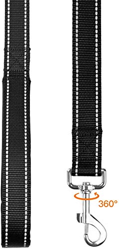 Taglory Correa Perro Reflectante, Mango Acolchado Suave y Gancho de Metal, Correas Adiestramiento para Perros Pequeño, 1.8m x 2.0cm, Negro