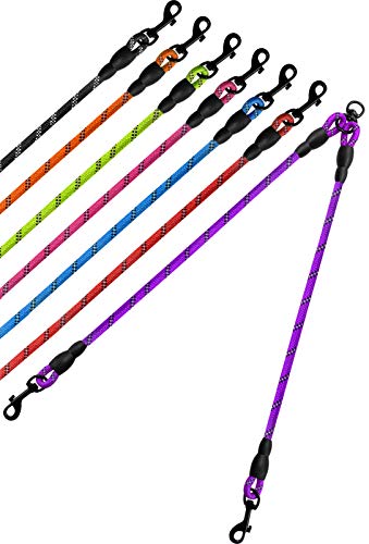 Taglory Correas Dobles/Correa de Perro para Dos Perros/Acoplador Divisor Fuerte para Perros pequeño medianos Grandes/Giratorio 360 ° sin enredos/Cuerda de escalada/75cm (75cm, Violeta)