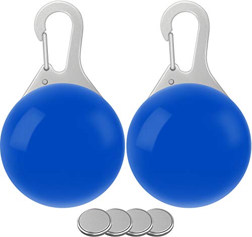 Taglory Luz LED Collares para Perro Clip-on, Luces de Seguridad Coloridas para Perros y Gatos, Collar Luminoso Perro Luz Impermeable, Colgante Perro Luz LED Noche(4 Baterías Adicionales), Azul