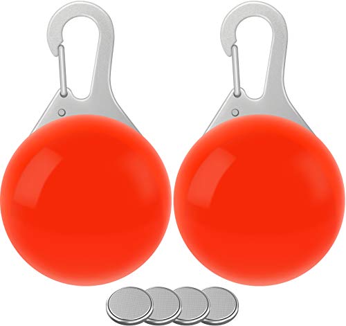 Taglory Luz LED Collares para Perro Clip-on, Luces de Seguridad Coloridas para Perros y Gatos, Collar Luminoso Perro Luz Impermeable, Colgante Perro Luz LED Noche(4 Baterías Adicionales), Rojo