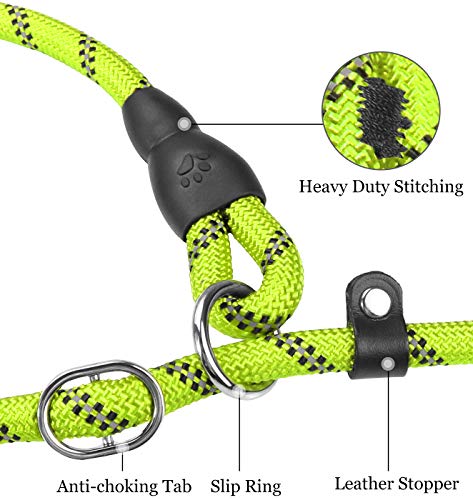 TagME Reflectante Correa Perro Adiestramiento,Correa Retriever,Correa de Entrenamiento,Correa Ajustable Perro Grande,Ø12mm x 185cm,Verde