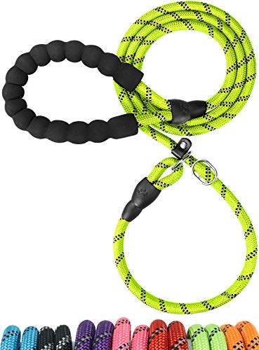 TagME Reflectante Correa Perro Adiestramiento,Correa Retriever,Correa de Entrenamiento,Correa Ajustable Perro Grande,Ø12mm x 185cm,Verde