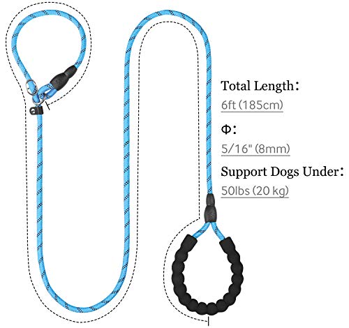 TagME Reflectante Correa Perro Adiestramiento,Correa Retriever,Correa de Entrenamiento,Correa Ajustable Perro Pequeño,Ø8mm x 185cm,Azul